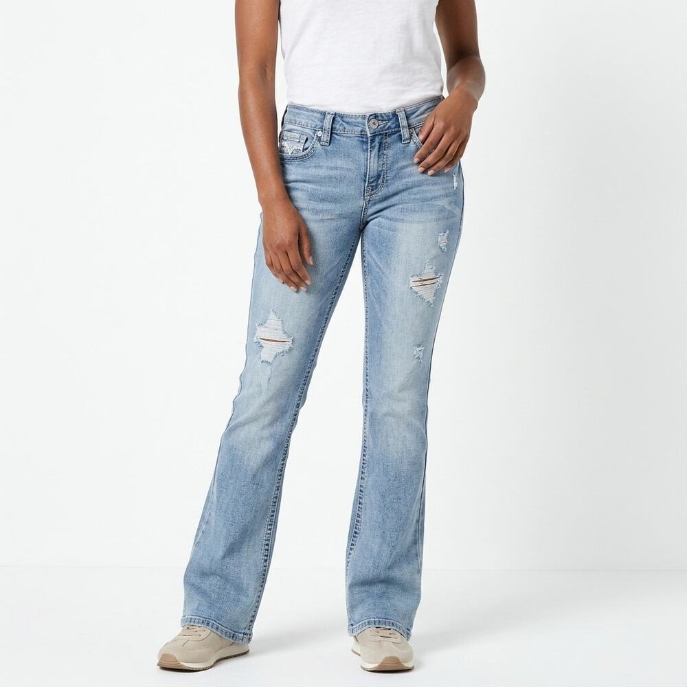 Hydraulic Lola Curvy Cotton Blend Blue Bootcut Jeans Women Size 3/4
